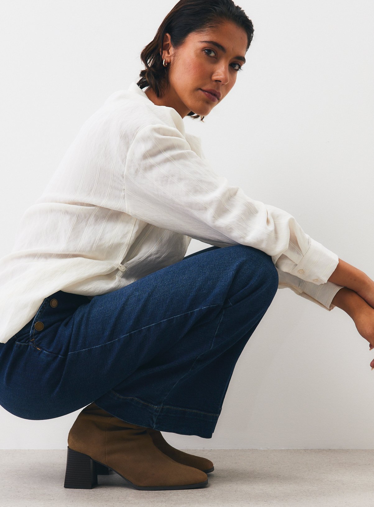 Dark Denim High Rise Stay Crease Flare Jeans 6 - Image 2 thumbnail